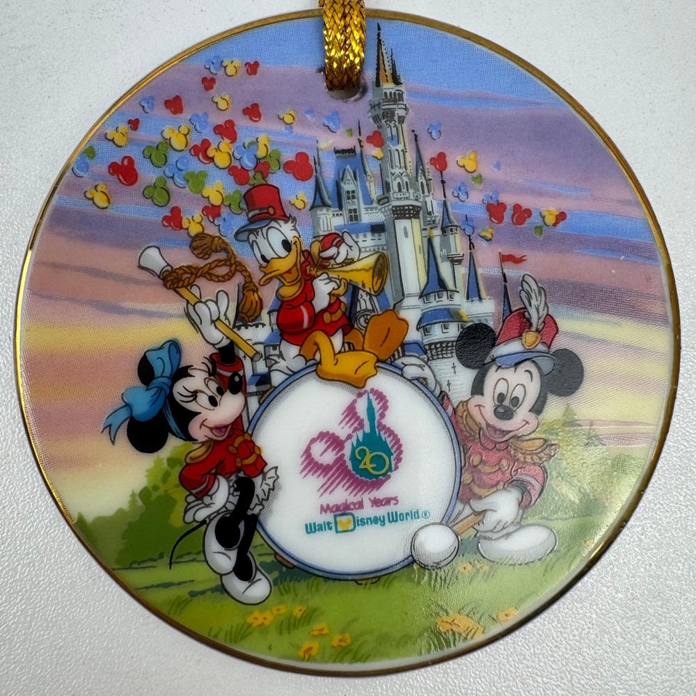 Vtg 1991 Disney World 20th Anniversary Ornament Mickey Minnie Donald Japan